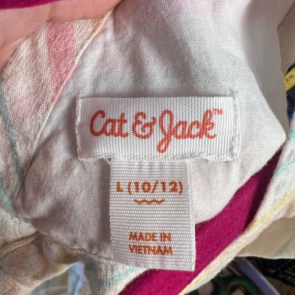 Cat & Jack Rainbow Striped Linen-like top, tie back, ruffle sleeves, Girl’s L - Picture 3 of 4